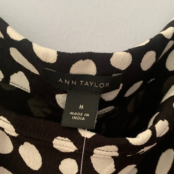 Ann Taylor size medium new tiered maxi dress Black Polka Dot square cute - Picture 3 of 9